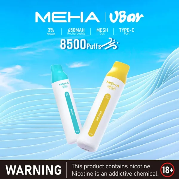 MEHA VBar魅嗨小白條8500口拋棄式電子煙｜主打長效電量與柔順絲滑霧感｜適合偏好省心與高便利性的玩家