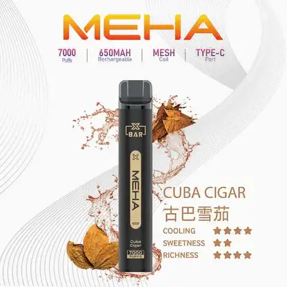 MEHA XBAR魅嗨小黑條7000口拋棄式電子煙｜主打沁涼層次與持久電力｜適合偏好強烈冰爽吸感的玩家