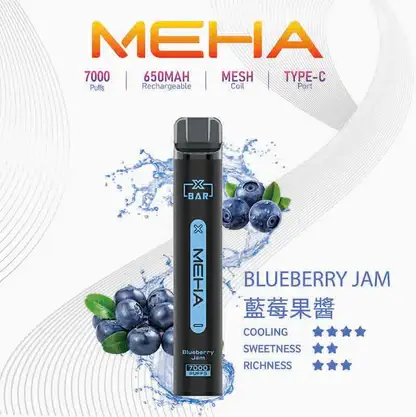 MEHA XBAR魅嗨小黑條7000口拋棄式電子煙｜主打沁涼層次與持久電力｜適合偏好強烈冰爽吸感的玩家