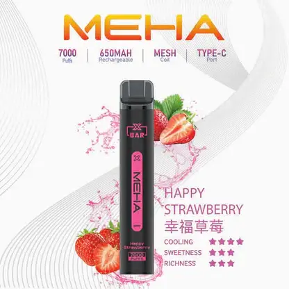 MEHA XBAR魅嗨小黑條7000口拋棄式電子煙｜主打沁涼層次與持久電力｜適合偏好強烈冰爽吸感的玩家