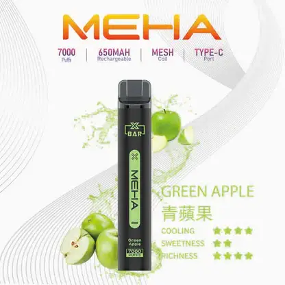 MEHA XBAR魅嗨小黑條7000口拋棄式電子煙｜主打沁涼層次與持久電力｜適合偏好強烈冰爽吸感的玩家