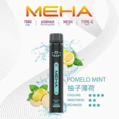 MEHA XBAR魅嗨小黑條7000口拋棄式電子煙｜主打沁涼層次與持久電力｜適合偏好強烈冰爽吸感的玩家