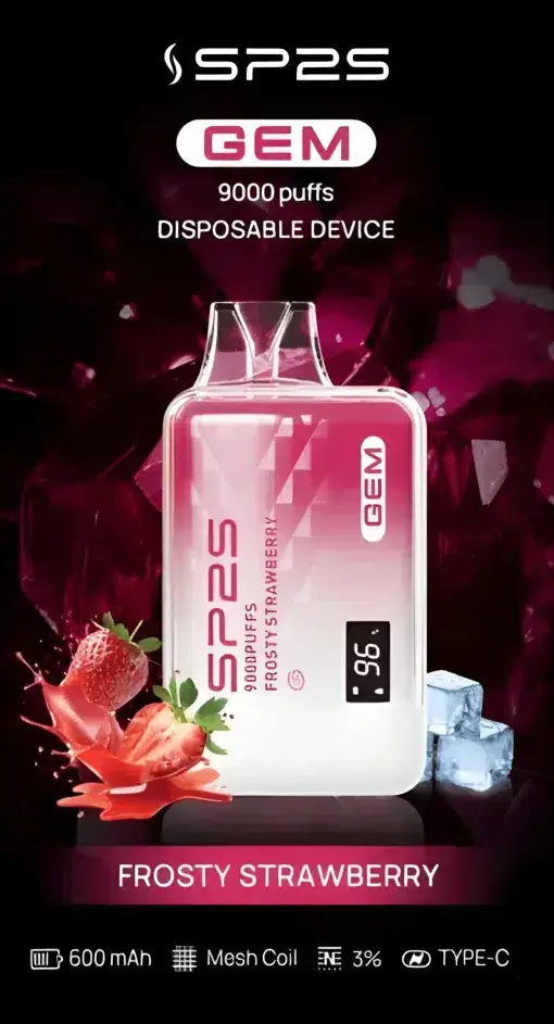 SP2S 思博瑞 GEM 9000口拋棄式電子煙｜主打透明水晶工藝與全彩智能顯示螢幕｜適合偏好潮流晶透外觀與精準掌握電量油量的玩家