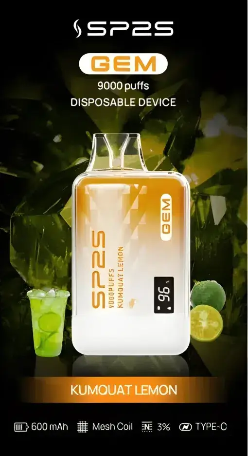 SP2S 思博瑞 GEM 9000口拋棄式電子煙｜主打透明水晶工藝與全彩智能顯示螢幕｜適合偏好潮流晶透外觀與精準掌握電量油量的玩家